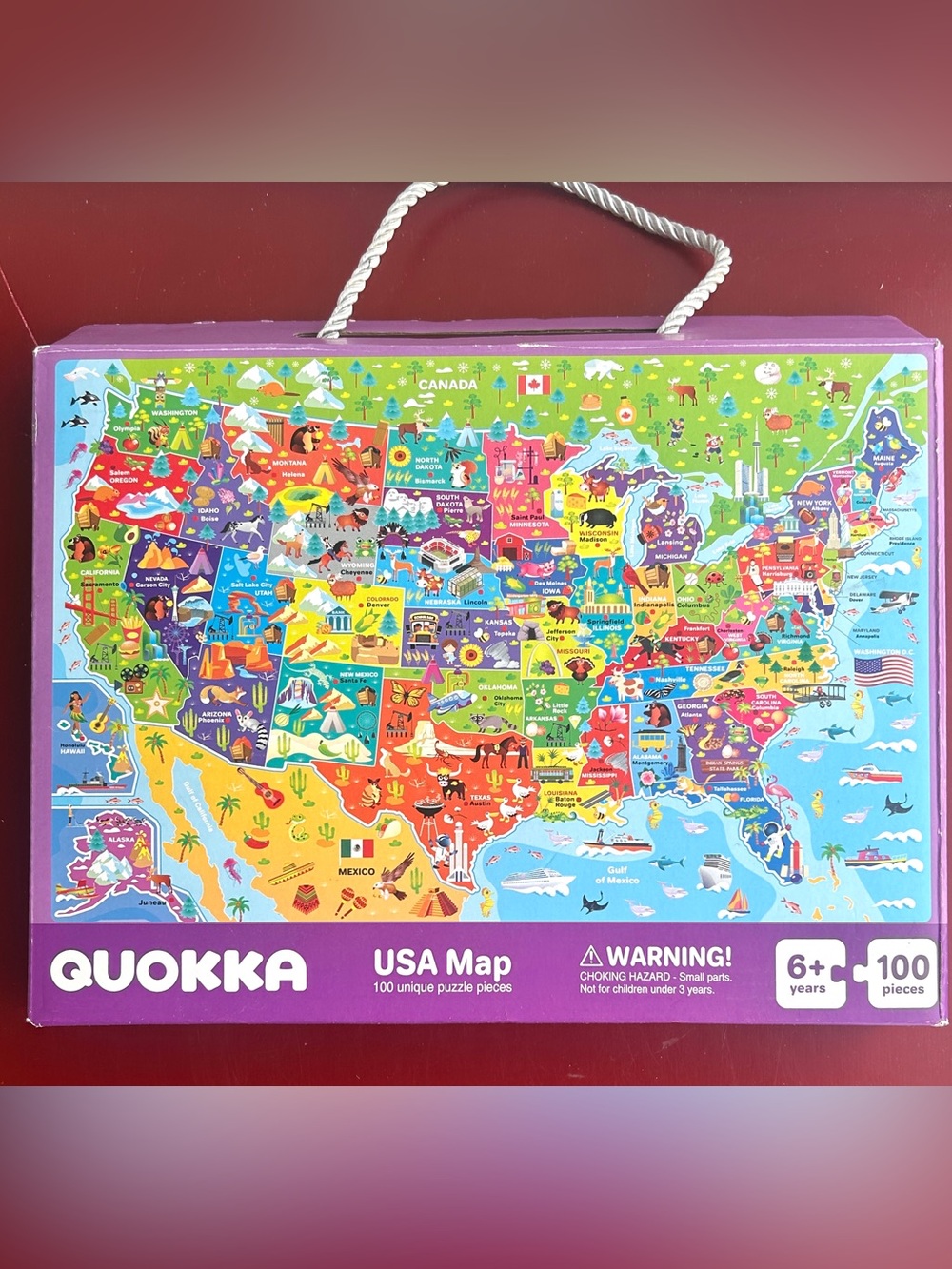 QUOKKA SET OF 2 Kids Puzzles USA MAP & SOLAR SYSTEM Ages 6+ 100pc